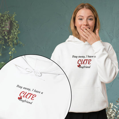 Unisex Heavy Blend™ Stay Away, I Have a Cute Boyfriend Hooded Sweatshirt