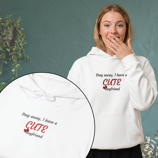 Unisex Heavy Blend™ Stay Away, I Have a Cute Boyfriend Hooded Sweatshirt