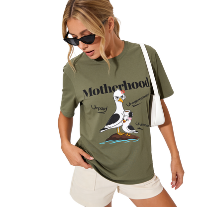 Motherhood Tee — Unpaid. Unappreciated. Undefeated.