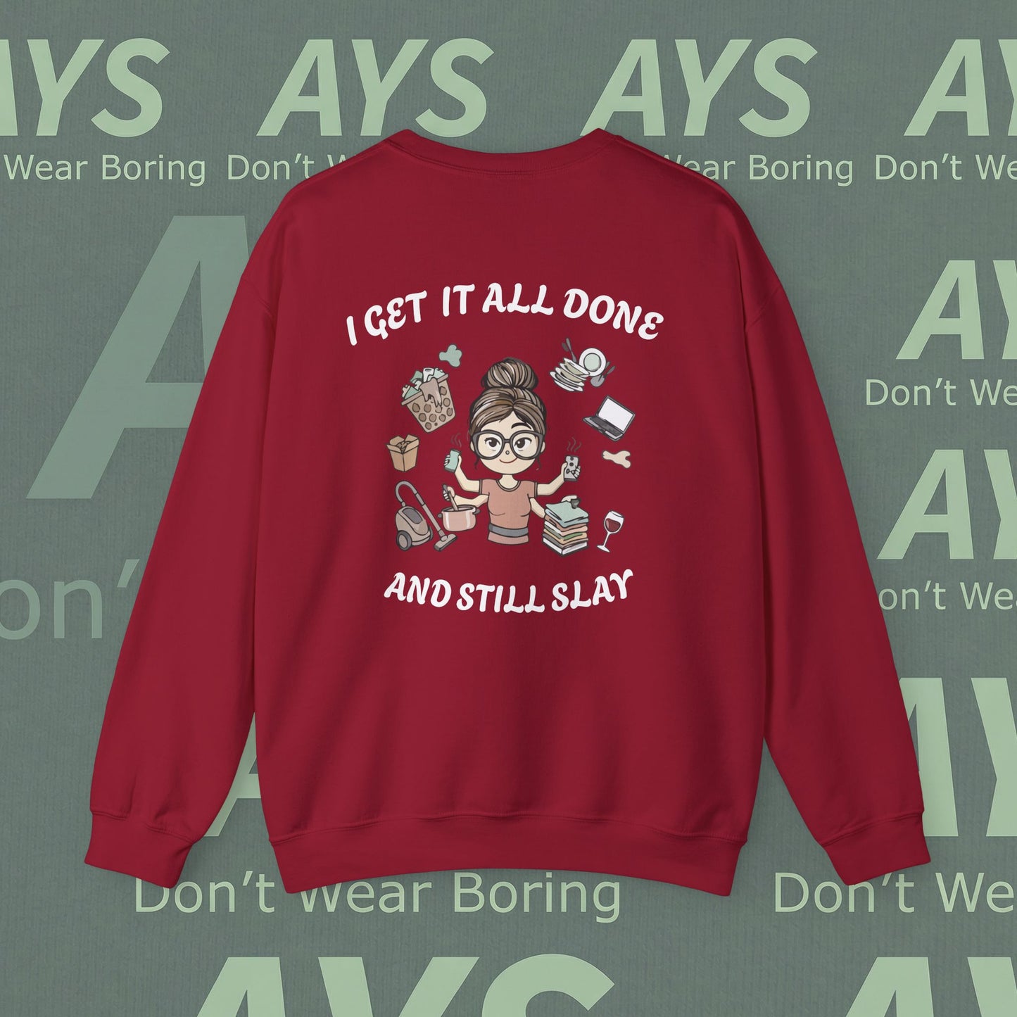 Crewneck Sweatshirt — "My Superpower: Doing It All and Slay" Graphic